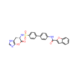 O=C(Nc1ccc(-c2ccc(S(=O)(=O)N[C@@H](Cc3cnc[nH]3)C(=O)O)cc2)cc1)c1cc2ccccc2o1 ZINC000028461073