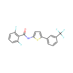 O=C(Nc1ccc(-c2cccc(C(F)(F)F)c2)s1)c1c(F)cccc1F ZINC000043131532