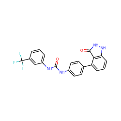 O=C(Nc1ccc(-c2cccc3[nH][nH]c(=O)c23)cc1)Nc1cccc(C(F)(F)F)c1 ZINC000084758609