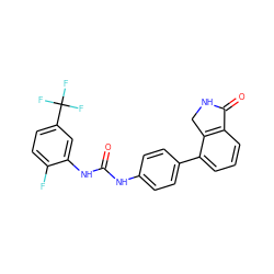 O=C(Nc1ccc(-c2cccc3c2CNC3=O)cc1)Nc1cc(C(F)(F)F)ccc1F ZINC000014945215