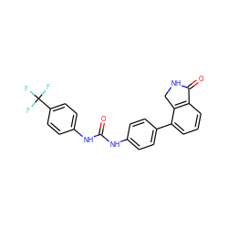 O=C(Nc1ccc(-c2cccc3c2CNC3=O)cc1)Nc1ccc(C(F)(F)F)cc1 ZINC000014945199