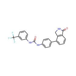 O=C(Nc1ccc(-c2cccc3c2CNC3=O)cc1)Nc1cccc(C(F)(F)F)c1 ZINC000014945196