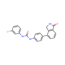 O=C(Nc1ccc(-c2cccc3c2CNC3=O)cc1)Nc1cccc(Cl)c1 ZINC000014945201