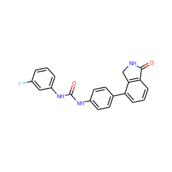 O=C(Nc1ccc(-c2cccc3c2CNC3=O)cc1)Nc1cccc(F)c1 ZINC000014945205