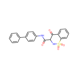 O=C(Nc1ccc(-c2ccccc2)cc1)C1NS(=O)(=O)c2ccccc2C1=O ZINC000101331149