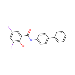 O=C(Nc1ccc(-c2ccccc2)cc1)c1cc(I)cc(I)c1O ZINC000169328449