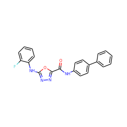 O=C(Nc1ccc(-c2ccccc2)cc1)c1nnc(Nc2ccccc2F)o1 ZINC000084738818