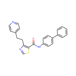 O=C(Nc1ccc(-c2ccccc2)cc1)c1scnc1CCc1ccncc1 ZINC000014946566