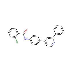 O=C(Nc1ccc(-c2ccnc(-c3ccccc3)c2)cc1)c1ccccc1Cl ZINC000072183516