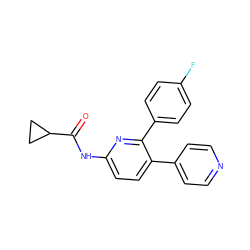 O=C(Nc1ccc(-c2ccncc2)c(-c2ccc(F)cc2)n1)C1CC1 ZINC000049033893