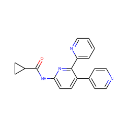 O=C(Nc1ccc(-c2ccncc2)c(-c2ccccn2)n1)C1CC1 ZINC000049089963