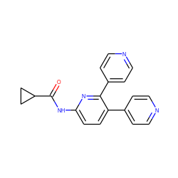 O=C(Nc1ccc(-c2ccncc2)c(-c2ccncc2)n1)C1CC1 ZINC000049034015