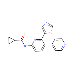 O=C(Nc1ccc(-c2ccncc2)c(-c2cnco2)n1)C1CC1 ZINC000049032619