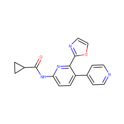 O=C(Nc1ccc(-c2ccncc2)c(-c2ncco2)n1)C1CC1 ZINC000049032980