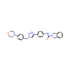 O=C(Nc1ccc(-c2cn(Cc3ccc(N4CCOCC4)cc3)nn2)cc1)N1Cc2ccccc2C1 ZINC000167489062