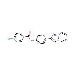 O=C(Nc1ccc(-c2cn3ccccc3n2)cc1)c1ccc(Cl)cc1 ZINC000000456197