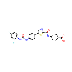 O=C(Nc1ccc(-c2cnc(C(=O)N[C@H]3CC[C@H](C(=O)O)CC3)s2)cc1)Nc1ccc(F)cc1F ZINC000261096412