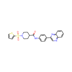 O=C(Nc1ccc(-c2cnc3ccccc3n2)cc1)C1CCN(S(=O)(=O)c2cccs2)CC1 ZINC000040834923