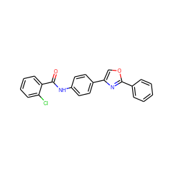 O=C(Nc1ccc(-c2coc(-c3ccccc3)n2)cc1)c1ccccc1Cl ZINC000072178138