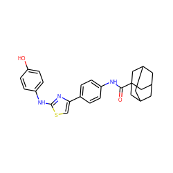 O=C(Nc1ccc(-c2csc(Nc3ccc(O)cc3)n2)cc1)C12CC3CC(CC(C3)C1)C2 ZINC000103231304