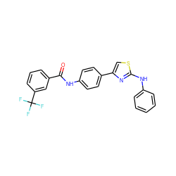 O=C(Nc1ccc(-c2csc(Nc3ccccc3)n2)cc1)c1cccc(C(F)(F)F)c1 ZINC000013682554