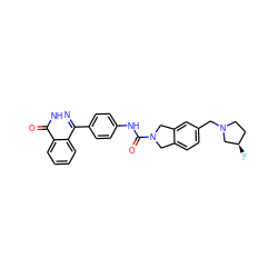 O=C(Nc1ccc(-c2n[nH]c(=O)c3ccccc23)cc1)N1Cc2ccc(CN3CC[C@@H](F)C3)cc2C1 ZINC000166576311