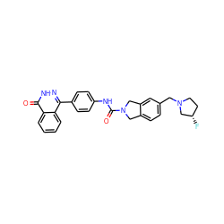 O=C(Nc1ccc(-c2n[nH]c(=O)c3ccccc23)cc1)N1Cc2ccc(CN3CC[C@H](F)C3)cc2C1 ZINC000166147998