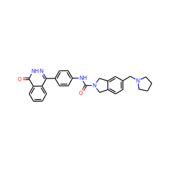 O=C(Nc1ccc(-c2n[nH]c(=O)c3ccccc23)cc1)N1Cc2ccc(CN3CCCC3)cc2C1 ZINC000166819648