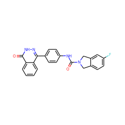 O=C(Nc1ccc(-c2n[nH]c(=O)c3ccccc23)cc1)N1Cc2ccc(F)cc2C1 ZINC000166225129