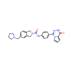 O=C(Nc1ccc(-c2n[nH]c(=O)c3cccn23)cc1)N1Cc2ccc(CN3CCCC3)cc2C1 ZINC000166738895