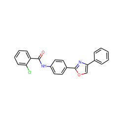 O=C(Nc1ccc(-c2nc(-c3ccccc3)co2)cc1)c1ccccc1Cl ZINC000021362693