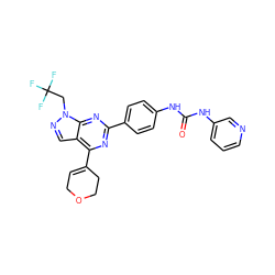 O=C(Nc1ccc(-c2nc(C3=CCOCC3)c3cnn(CC(F)(F)F)c3n2)cc1)Nc1cccnc1 ZINC000045335700