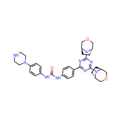 O=C(Nc1ccc(-c2nc(N3[C@H]4CC[C@H]3COC4)nc(N3[C@H]4CC[C@H]3COC4)n2)cc1)Nc1ccc(N2CCNCC2)cc1 ZINC000253780772