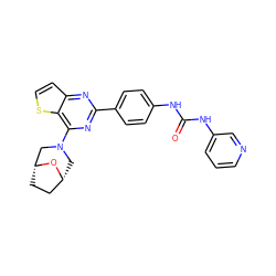 O=C(Nc1ccc(-c2nc(N3C[C@@H]4CC[C@H](C3)O4)c3sccc3n2)cc1)Nc1cccnc1 ZINC000045339755