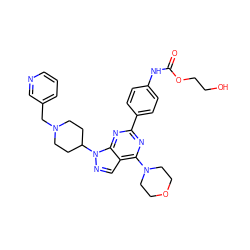 O=C(Nc1ccc(-c2nc(N3CCOCC3)c3cnn(C4CCN(Cc5cccnc5)CC4)c3n2)cc1)OCCO ZINC000042920760