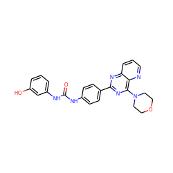 O=C(Nc1ccc(-c2nc(N3CCOCC3)c3ncccc3n2)cc1)Nc1cccc(O)c1 ZINC000103256380