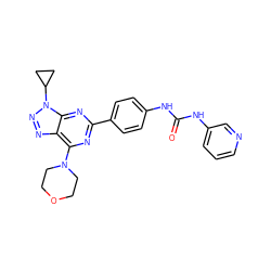 O=C(Nc1ccc(-c2nc(N3CCOCC3)c3nnn(C4CC4)c3n2)cc1)Nc1cccnc1 ZINC000045367969