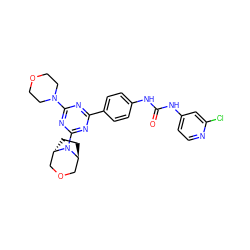 O=C(Nc1ccc(-c2nc(N3CCOCC3)nc(N3[C@H]4CC[C@H]3COC4)n2)cc1)Nc1ccnc(Cl)c1 ZINC000101366778