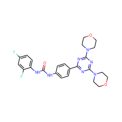 O=C(Nc1ccc(-c2nc(N3CCOCC3)nc(N3CCOCC3)n2)cc1)Nc1ccc(F)cc1F ZINC000045358280