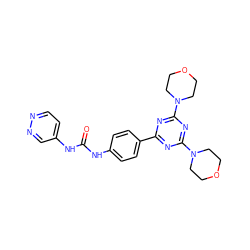 O=C(Nc1ccc(-c2nc(N3CCOCC3)nc(N3CCOCC3)n2)cc1)Nc1ccnnc1 ZINC000045358030