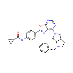 O=C(Nc1ccc(-c2nc3c(N4C[C@@H]5CCN(Cc6ccccc6)[C@@H]5C4)ncnc3o2)cc1)C1CC1 ZINC000028100749