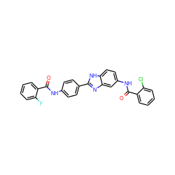 O=C(Nc1ccc(-c2nc3cc(NC(=O)c4ccccc4Cl)ccc3[nH]2)cc1)c1ccccc1F ZINC000038147876