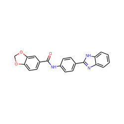 O=C(Nc1ccc(-c2nc3ccccc3[nH]2)cc1)c1ccc2c(c1)OCO2 ZINC000000809548