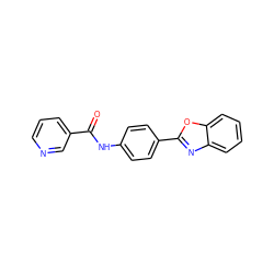 O=C(Nc1ccc(-c2nc3ccccc3o2)cc1)c1cccnc1 ZINC000000271275