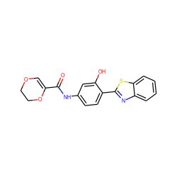 O=C(Nc1ccc(-c2nc3ccccc3s2)c(O)c1)C1=COCCO1 ZINC000090443172