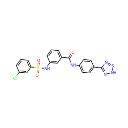 O=C(Nc1ccc(-c2nn[nH]n2)cc1)c1cccc(NS(=O)(=O)c2cccc(Cl)c2)c1 ZINC000141507608