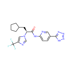 O=C(Nc1ccc(-c2nnn[nH]2)cn1)[C@H](CC1CCCC1)n1cnc(C(F)(F)F)c1 ZINC000095553585