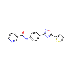 O=C(Nc1ccc(-c2noc(-c3cccs3)n2)cc1)c1cccnc1 ZINC000002930938