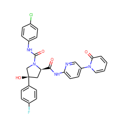 O=C(Nc1ccc(-n2ccccc2=O)cn1)[C@H]1C[C@](O)(c2ccc(F)cc2)CN1C(=O)Nc1ccc(Cl)cc1 ZINC000044430841