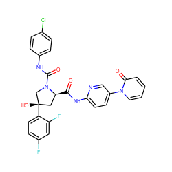 O=C(Nc1ccc(-n2ccccc2=O)cn1)[C@H]1C[C@](O)(c2ccc(F)cc2F)CN1C(=O)Nc1ccc(Cl)cc1 ZINC000038995989